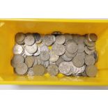 A BOX OF HALF CROWNS, SHILLINGS, ETC