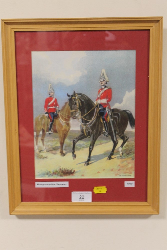 A SET OF SEVEN MONTGOMERYSHIRE YEOMANRY PRINTS DEPICTING UNIFORMS 1805-1899 - Image 2 of 2