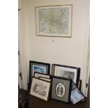 THREE FRAMED AND GLAZED TAPESTRIES, TOGETHER WITH A LARGE QUANTITY OF ASSORTED PICTURES AND PRINTS