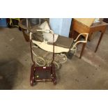 A VINTAGE ROSLYN DOLLS PRAM + PUSHCHAIR