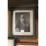 A FRAMED AND GLAZED ENGRAVING TITLED 'THE FALCONER'