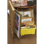 A LARGE QUANTITY OF ASSORTED PICTURES AND PRINTS TOGETHER WITH A GILT FRAMED MIRROR