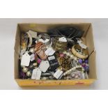 A BOX OF ASSORTED COSTUME JEWELLERY