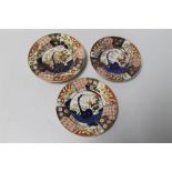 THREE ORIENTAL STYLE IMARI PATTERNED PLATES A/F