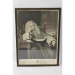 A FRAMED AND GLAZED ENGRAVING OF A PORTRAIT OF THE HONOURABLE SIR ROBERT CHAMBERS, Chief justice of