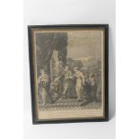 A FRAMED ENGRAVING DEPICTING CAESARS MARRIAGE TO CALPHURNIA, frame size approx 46cm x 58cm