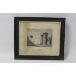 A FRAMED AND GLAZED EARLY 19TH CENTURY ENGRAVING BY WATTS AFTER THE PAINTING BY H. SWINBURN, titled