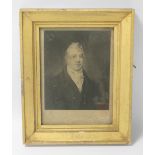 A FRAMED AND GLAZED ENGRAVING OF SAMUEL OLDKNOW ENGRAVED BY S.W.REYNOLDS AFTER THE PAINTING BY J.AL