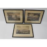 THREE FRAMED AND GLAZED S. ALKEN ENGRAVINGS OF BOLTON ABBEY, frame size approx 38cm x 32cm