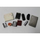 A HALLMARKED SILVER CIGARETTE CASE BIRMINGHAM 1940, together with a collection of various cigarette