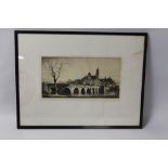 A FRAMED AND GLAZED ENGRAVING TITLED 'ROMAN BRIDGE SALAMANCA' BY S. TUSHINGHAM, frame size approx 4