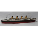 A HAND BUILT MODEL OF THE TITANIC, hand finished and painted. 108cm length