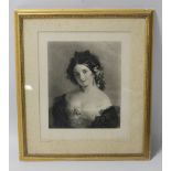 A FRAMED AND GLAZED PORTRAIT ENGRAVING BY HENRY COUSINS, after Charles Baxter. Frame size approx 56