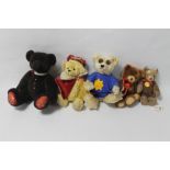 THREE MODERN STEIFF MOHAIR TEDDY BEARS to include Petsy etc. together with a Limited Edition Bocs T