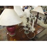 A QUANTITY OF ASSORTED TABLE LAMPS TO INC AN ALABASTER EXAMPLE