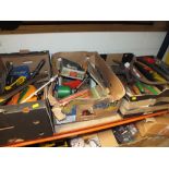 FOUR TRAYS OF VARIOUS HAND TOOLS ETC