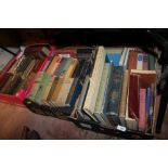 THREE TRAYS OF ASSORTED VINTAGE BOOKS TO INCLUDE ANTIQUARIAN EXAMPLES