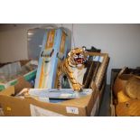 A SELECTION OF ANIMAL PRINTS - BODY MASSAGERS, TIGER FIGURE ETC