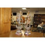 A PAIR OF SPELTER STYLE INDUSTRIAL SCENE FIGURES ON ROUNDED BASES (2)