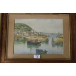 T.H.VICTOR - A FRAMED AND GLAZED WATERCOLOUR OF FISHING BOAT KATIE , MOUSEHOLE, SIGNED LOWER RIGHT