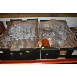 TWO TRAYS OF CUT GLASS TO INCLUDE - DECANTERS