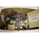 A BOX OF VINTAGE WRISTWATCHES AND PARTS ETC