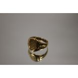 A HALLMARKED 18CT GOLD SIGNET RING