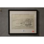 CIRCLE OF L.S.LOWRY - RHYL HARBOUR PENCIL SKETCH INITIALLED LOWER RIGHT AND DATED 1925