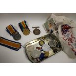 TWO WWI MEDALS PLUS A WAR MEDAL FOR 27712 PTE E.WALL WELSH REG TOGETHER WITH CORONATION