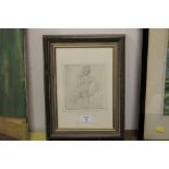 ATTRIBUTED TO DUNCAN GRANT - A PENCIL DRAWING OF A FEMALE NUDE, SIGNED LOWER RIGHT