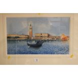 A FRAMED AND GLAZED WATERCOLOUR OF A VENETIAN SCENE SIGNED LOWER RIGHT