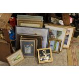 A QUANTITY OF FRAMED AND GLAZED PICTURES AND PRINTS ETC