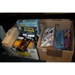 TWO TRAYS OF TOYS & GAMES TO INCLUDE - RETRO GAMES, MEDICAL KIT ETC