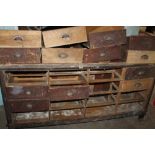 A LARGE VINTAGE 16 DRAWER STORAGE UNIT A/F