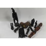 A QUANTITY OF TRIBAL INTEREST ITEMS TO INCLUDE A KAMBA TRIBE WARRIOR FIGURE, AN EBONY CARVED