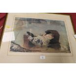 A FRAMED AND GLAZED PRINT FROM THE PICTURE BY SIR J E MILLAIS TITLED 'A FLOOD'