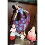 A ROYAL DOULTON CHOIR BOY, TOGETHER WITH A ROYAL DOULTON FIGURE ROSE, ROYAL DOULTON KITTEN, ETC