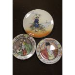 A LARGE ROYAL DOULTON PICTURE PLATE 'TREASURE ISLAND' TOGETHER WITH TWO SMALLER ROYAL DOULTON