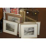 A QUANTITY OF ASSORTED PICTURES AND PRINTS TOGETHER WITH A DECORATIVE MIRRORED FIRE SCREEN