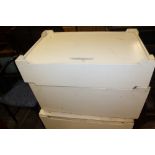 A WHITE PAINTED THREE TIER STORAGE UNIT