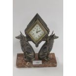 AN ART DECO MANTLE CLOCK ON MARBLE BASE