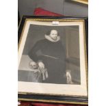 A FRAMED AND GLAZED ENGRAVING DEPICTING WILLIAM SHAKESPEARE