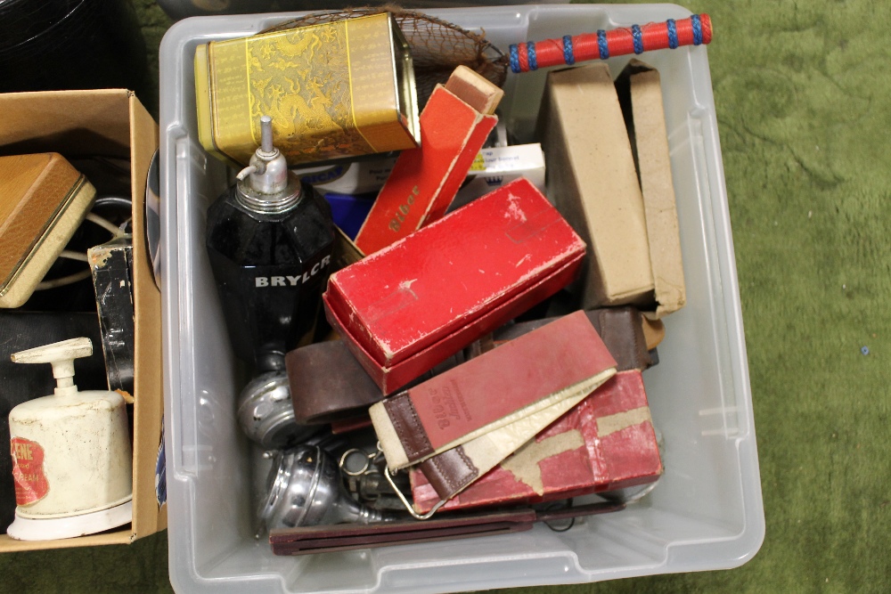 A COLLECTION OF VINTAGE HAIRDRESSING EQUIPMENT to include Brylcreem dispenser, razor sharpening - Image 2 of 2