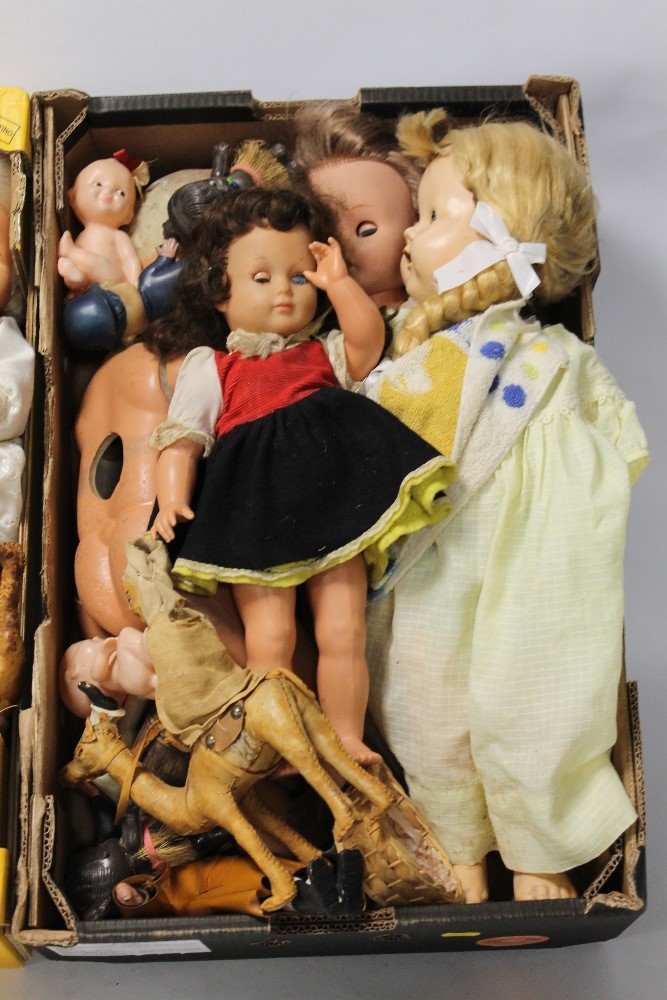 TWO BOXES OF HARD PLASTIC AND OTHER DOLLS, to include Pedigree, Rosebud, Chiltern etc - Image 3 of 3