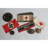 RED CROSS ARMBANDS, German armbands, buckles, ash tray etc.