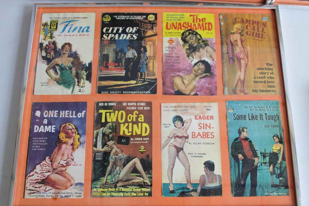 THREE FRAMED SETS OF REPRODUCTION PULP PAPERBACK COVERS together with another, frame size 42 x 52 cm - Image 4 of 5