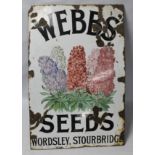 A WEBBS SEEDS, WORDSLEY, STOURBRIDGE, ENAMEL ADVERTISING WALL SIGN, A/F