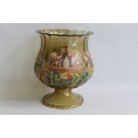 AN UNUSUAL 19TH CENTURY BOHEMIAN ENAMELLED AND BEADED GLASS GOBLET, depicting a scene of drinking