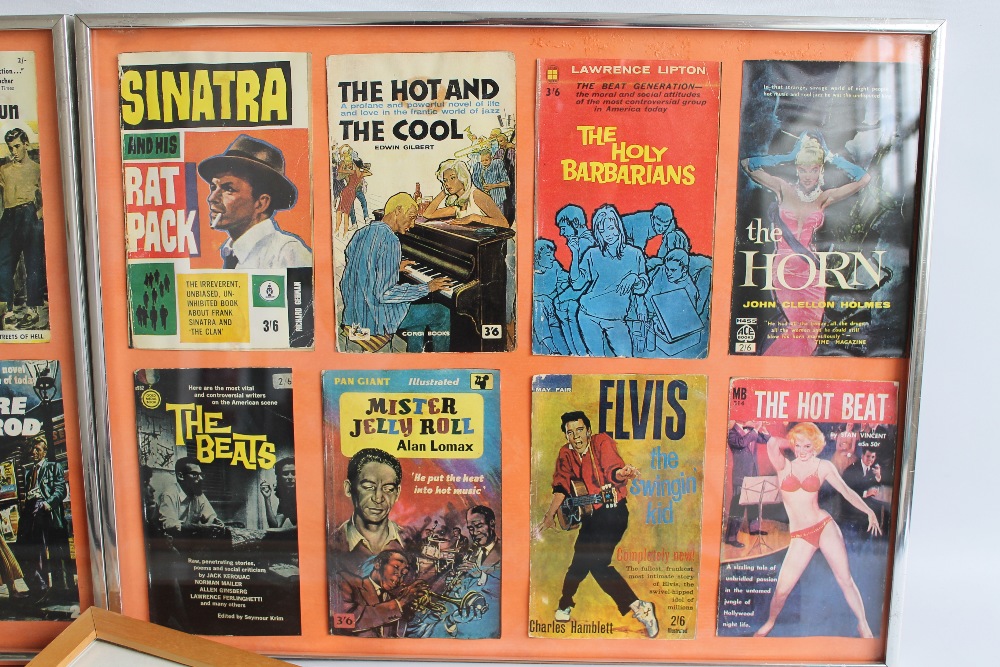 THREE FRAMED SETS OF REPRODUCTION PULP PAPERBACK COVERS together with another, frame size 42 x 52 cm - Image 2 of 5