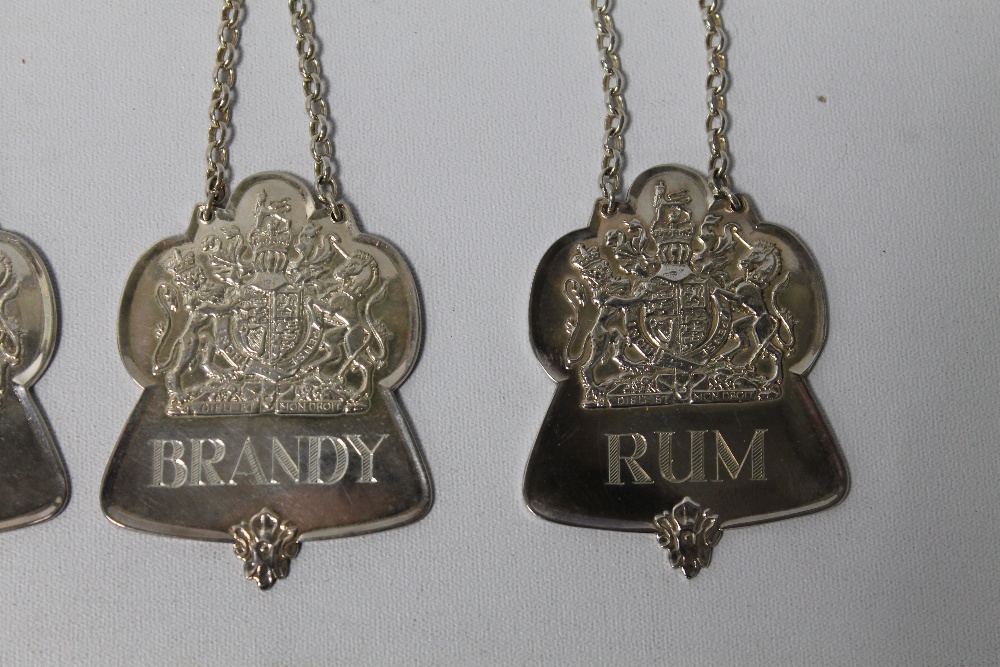 A SET OF SIX THE QUEENS JUBILEE HALLMARKED SILVER DECANTER LABELS, to include port, madeira, - Image 2 of 4